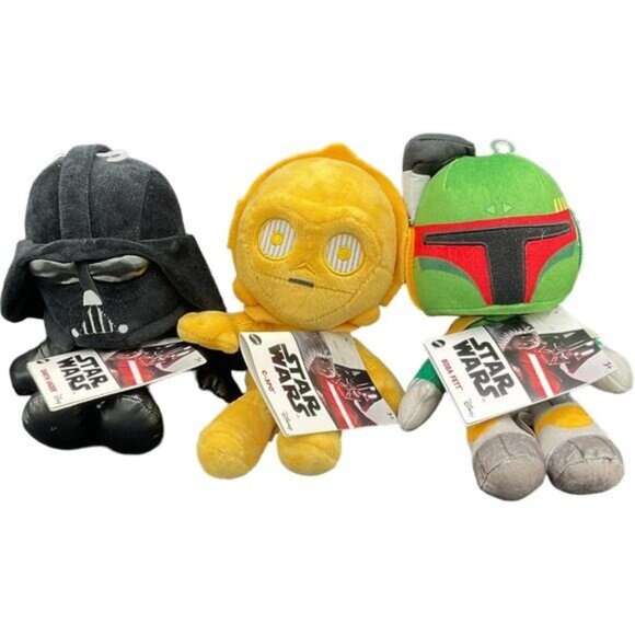 Star Wars Darth Vader C-3PO Boba Fett Plush Toys Set Collectible 9"-10" - Picture 1 of 4